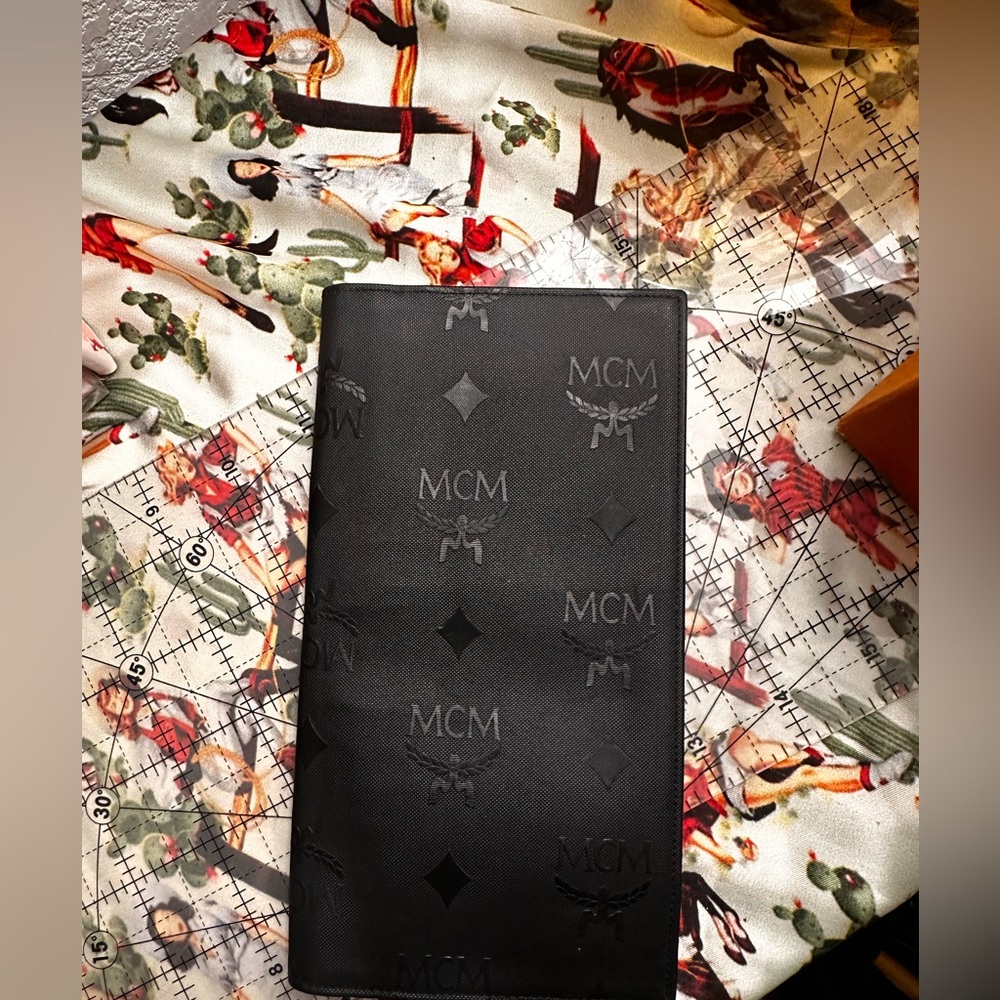 MCM Black Monogram long wallet